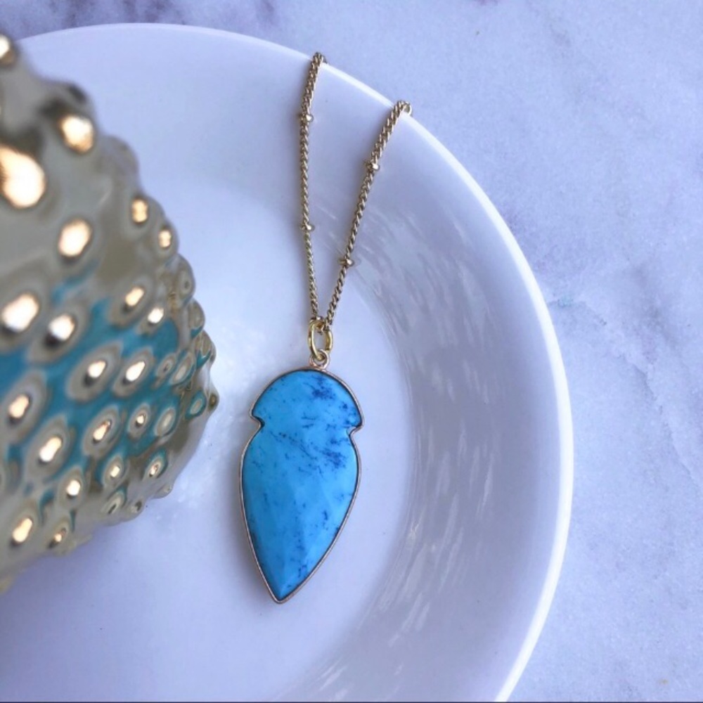 Turquoise Arrowhead Necklace 24k Gold Plated